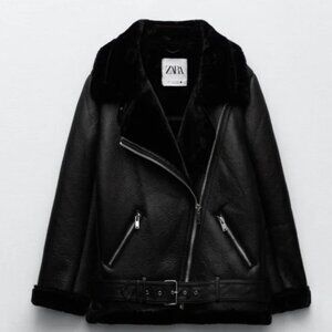 Zara shearling aviator jacket